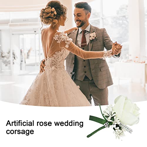 White Rose Boutonniere Set for Weddings