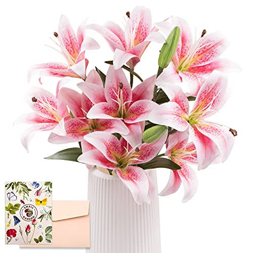 Pink and White Artificial Lily Bouquet