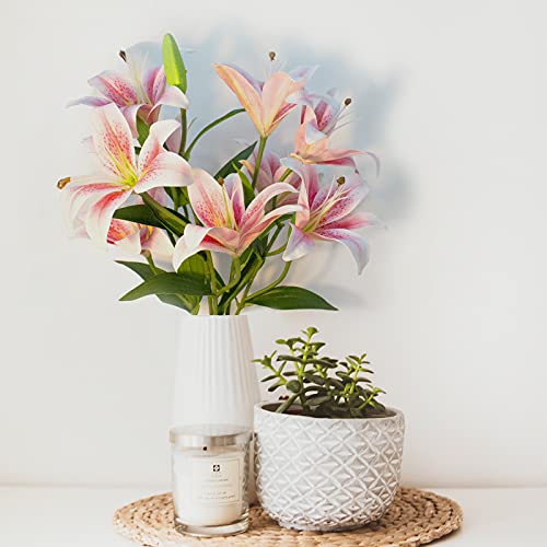 Pink and White Artificial Lily Bouquet