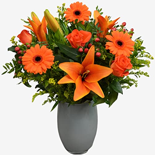 Orange Roses and Lilies Bouquet by Florists