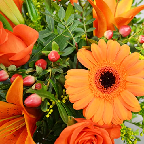 Orange Roses and Lilies Bouquet by Florists