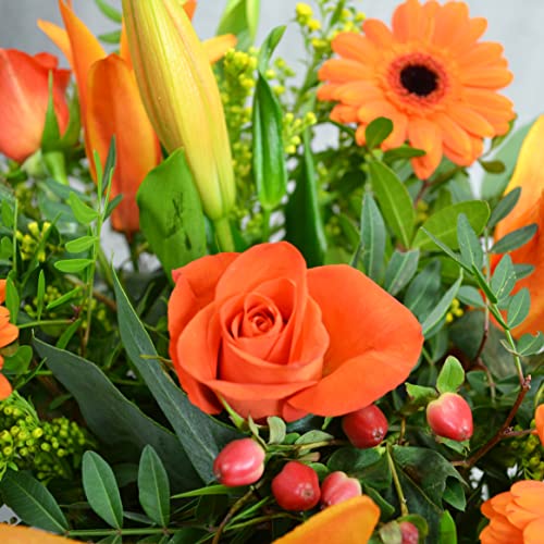Orange Roses and Lilies Bouquet by Florists