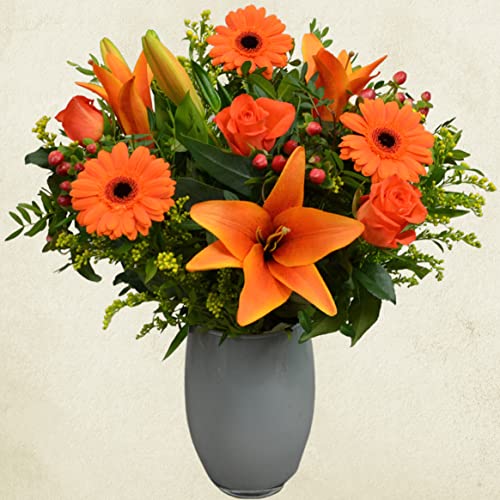 Orange Roses and Lilies Bouquet by Florists