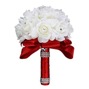 Red Artificial Bridal Bouquet with Ribbon (18cm*24cm)