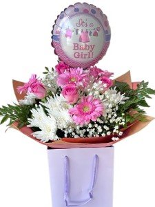 It's a Girl Bouquet Price Include Balloon Fresh Flowers Delivered - Next Day Prime UK Delivery - Great Value - Special Flowers