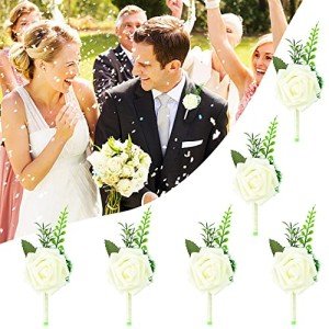 White Rose Boutonniere for Wedding and Prom