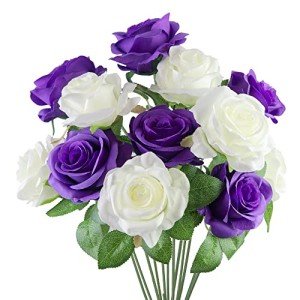 Purple & White Silk Rose Bouquet