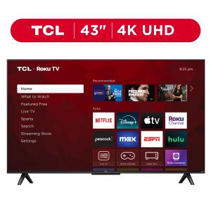 TCL 43” 4K UHD HDR Smart TV with Roku