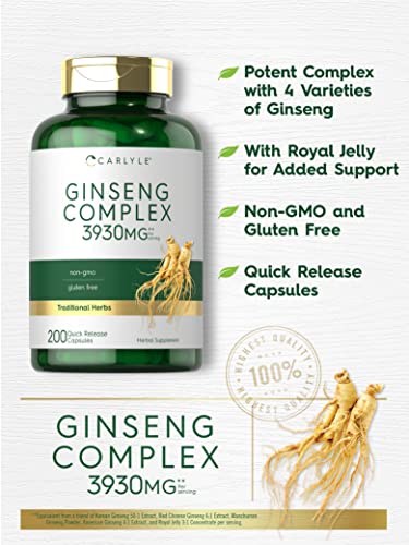 Carlyle Ginseng Extract Complex | 200 Capsules | Non-GMO