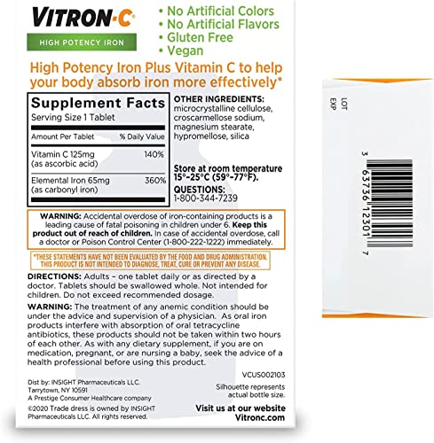 High-Potency Vitron-C Iron Supplement, 60 Count