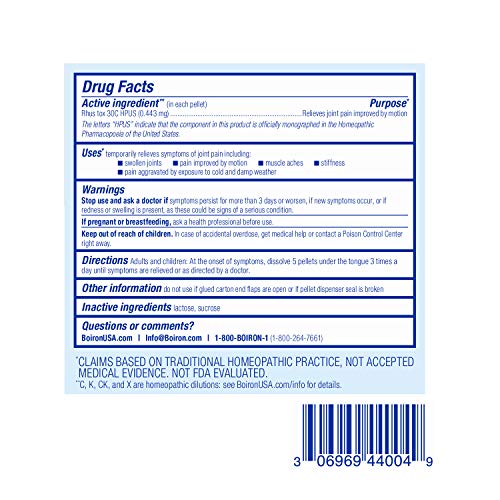 Rhus Tox 30C for Joint Pain Relief by Boiron