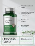 Horbaach 3600mg Odorless Garlic Softgels | Non-GMO, Gluten-Free