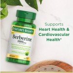 Nature's Bounty 1000mg Berberine Herbal Supplement, 60 Capsules