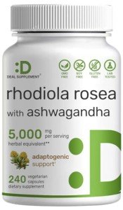 Rhodiola Rosea & Ashwagandha Adaptogenic 240 Veggie Capsules