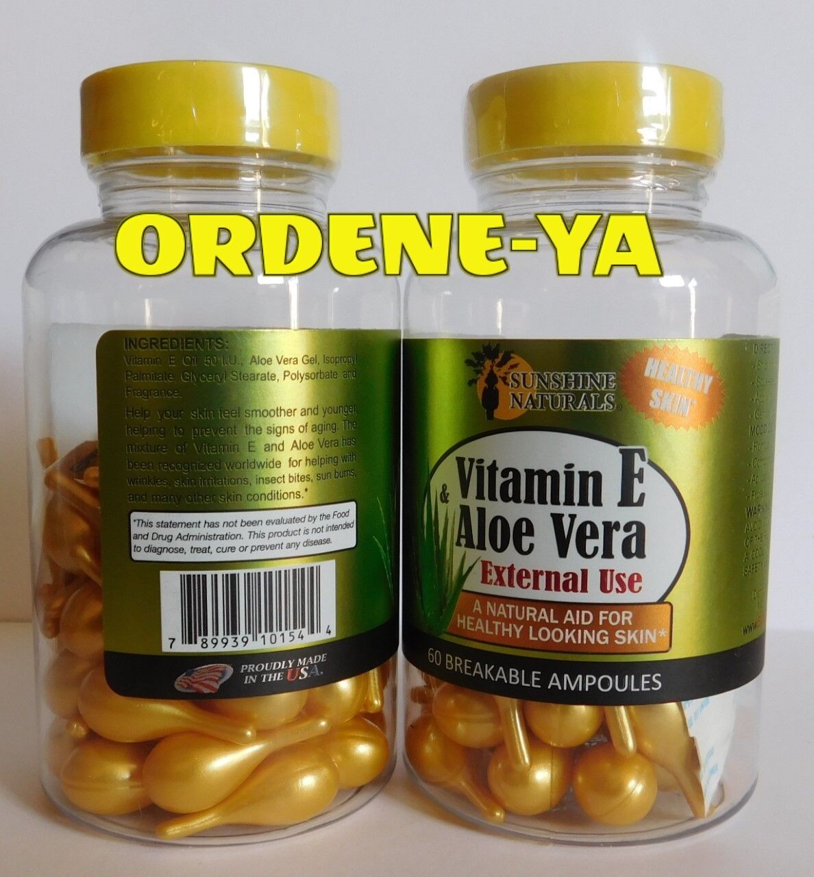 60 Sunshine Naturals Vitamin E & Aloe Vera Ampoules