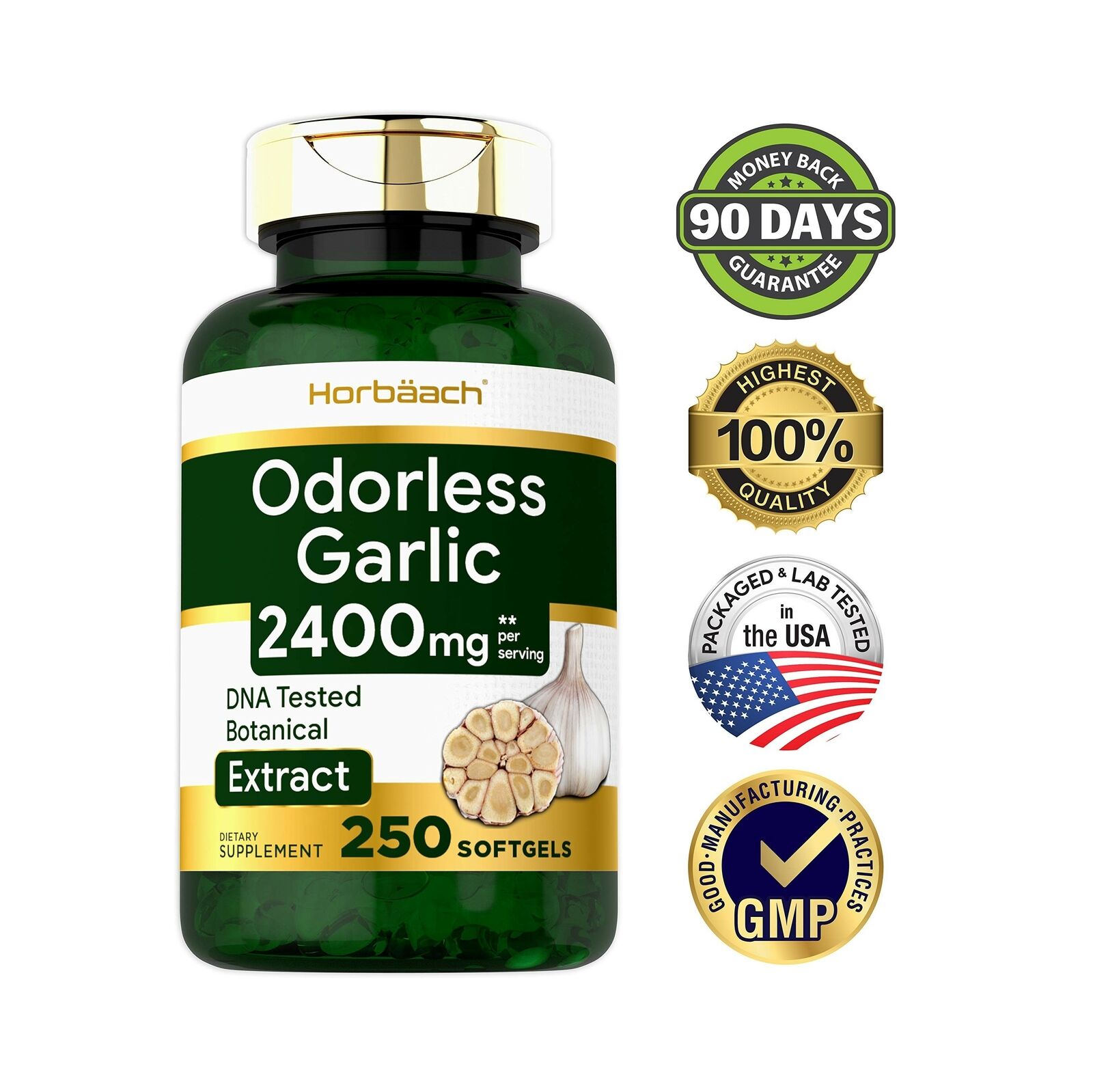 3600mg Odorless Garlic Softgels | Non-GMO, Gluten-Free