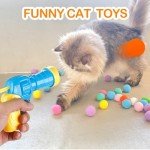 31Pcs Cat Ball Toy Launcher Gun, Cat Balls Fetch Toy, 30Pcs Plush Fuzzy Balls Launcher Cat Toy for Cats with 1 Gun, Funny Interactive Cat Toys for Bored Indoor Adult Cats, Cute Kitten Kitty Toys