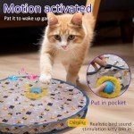 Giociv Interactive Cat Toys Ball Fast Rolling in Pouch, Motion Activate Chirping Cat Toy Hide and Seek Mouse Catching Game (Blue)