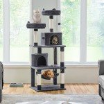 Yaheetech 62.2inches Cat Tree Cat Tower Cat Condo with Platform & Hammock, Scratching Posts for Kittens Pet Play House with Plush Perch for Indoor Activity Relaxing