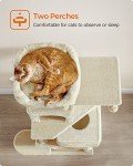 Feandrea Cat Tree, 61-Inch Cat Tower for Indoor Cats, Plush Multi-Level Cat Condo with 5 Scratching Posts, 2 Perches, 2 Caves, Hammock, 2 Pompoms, Beige UPCT192M01