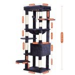 Heybly Cat Tree for Large Cats 20 lbs Heavy Duty,60 inches XXL Cat Tower for Indoor Cats,Multi-Level Cat Furniture Condo for Cats with Big Padded Plush Perch,Cozy Basket HCT050G