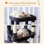Heybly Cat Tree for Large Cats 20 lbs Heavy Duty,60 inches XXL Cat Tower for Indoor Cats,Multi-Level Cat Furniture Condo for Cats with Big Padded Plush Perch,Cozy Basket HCT050G