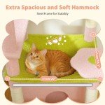 PAWZ Road Flower Cat Tree, 72 Inches Large Cat Tower with Steel Frame Hammock and 7 Scratching Posts, Tall Cat Tree with 2 Condos and Perches for Large Indoor Cats - Pink