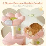 PAWZ Road Flower Cat Tree, 72 Inches Large Cat Tower with Steel Frame Hammock and 7 Scratching Posts, Tall Cat Tree with 2 Condos and Perches for Large Indoor Cats - Pink