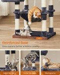 FEANDREA Cat Tree, Cat Tower for Indoor Cats, 56.3-Inch Cat Condo with Scratching Posts, Hammock, Plush Perch, Smoky Gray UPCT15GYZ