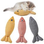 Potaroma Cat Toys Fish, 3 Pcs Crinkle Sound Catnip Toys Soft Linen, Interactive Kitten Exercise Kicker Toys for Indoor Cats 7.8 Inches for All Breeds