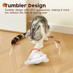 Potaroma Electric Fluttering Butterfly Cat Toys Smart Interactive Electronic Kitten Toy, Bell Track Balls, Indoor Exercise Cat Kicker, 3 AA Batteries Required (Bright White)