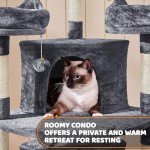 Yaheetech 68.5in Multi-Level Large Cat Condo with Sisal-Covered Platforms Scratching Board & Scratching Posts, Cozy Perches, Stable Cat Tower/Tree Pet Play House, Dark Gray