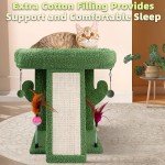 TWDEPART Cactus Cat Tree Tower with Cat Scratching Post for Indoor Cats,Activity Centre Climbing Tree Cat Furniture with Playful Toy Balls,Green