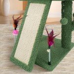 TWDEPART Cactus Cat Tree Tower with Cat Scratching Post for Indoor Cats,Activity Centre Climbing Tree Cat Furniture with Playful Toy Balls,Green