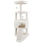 HUITREE 45in Cat Tree Tower with Big Cat Condo for Indoor Cats,Cat Tower Activity Center Cat Furniture with Scratching Post and Hanging Bed,Beige …