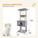 ROYPET Fashion Design 43.3" Cat Trees with Cat Houses,Grey