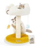 Happi N Pets Cloud Cat Scratching Post with Bed, Cat Tree Tower for Indoor Cats, Natural Sisal Cat Scratcher with Soft Perch for Kitten & Adult Cats, Small Cat Tower with Toys, Cat Activity Tree