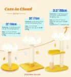 Happi N Pets Cloud Cat Scratching Post with Bed, Cat Tree Tower for Indoor Cats, Natural Sisal Cat Scratcher with Soft Perch for Kitten & Adult Cats, Small Cat Tower with Toys, Cat Activity Tree