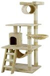 Go Pet Club Classic Cat Tree, Faux Fur Finish, Sisal Rope Scratcher, 62"H, Beige