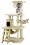 Go Pet Club Classic Cat Tree, Faux Fur Finish, Sisal Rope Scratcher, 62"H, Beige