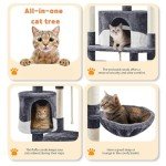 Yaheetech 79in Multi-Level Cat Trees Indoor Cat Tower with Sisal-Covered Scratching Posts, Plush Perches and Condo for Kittens, Cats and Pets - Dark Gray and White