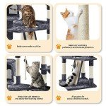 Yaheetech 79in Multi-Level Cat Trees Indoor Cat Tower with Sisal-Covered Scratching Posts, Plush Perches and Condo for Kittens, Cats and Pets - Dark Gray and White