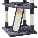 Yaheetech 79in Multi-Level Cat Trees Indoor Cat Tower with Sisal-Covered Scratching Posts, Plush Perches and Condo for Kittens, Cats and Pets - Dark Gray and White