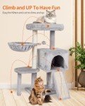 FISH&NAP Cute Cat Tree Kitten Cat Tower for Indoor Cat Condo Sisal Scratching Posts with Jump Platform Cat Furniture Activity Center Play House Grey