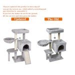 FISH&NAP Cute Cat Tree Kitten Cat Tower for Indoor Cat Condo Sisal Scratching Posts with Jump Platform Cat Furniture Activity Center Play House Grey