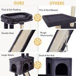 SHA CERLIN 36" Cat Tree with Cat Hammock, Multi-Level Cat Condo with Scratch Post, Ramp and Top Perch, Soft Plush for Kittens, Smoky Grey