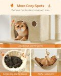 Feandrea Cat Tree, 81.1-Inch Large Cat Tower with 13 Scratching Posts, 2 Perches, 2 Caves, Basket, Hammock, Pompoms, Multi-Level Plush Cat Condo for Indoor Cats, Beige UPCT190M01