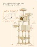 Feandrea Cat Tree, 81.1-Inch Large Cat Tower with 13 Scratching Posts, 2 Perches, 2 Caves, Basket, Hammock, Pompoms, Multi-Level Plush Cat Condo for Indoor Cats, Beige UPCT190M01