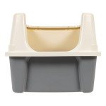 Amazon Basics Large Cat Litter Box with High Sides, Open Top, Includes Scoop, 19 x 15 x 11.75 inches, Grey/Beige