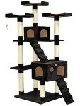 Go Pet Club 72" Tall Cat Tree Tower with Cat Condos - Large Cat Tree - Cat Tower for Indoor Cats - Play Scratch Hide Climb Activity Furniture with Toy - Black